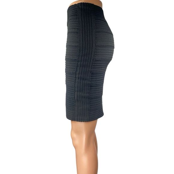 H&M Black Knit Bandage High Waist Mini Bodycon Straight Pencil Skirt Size 2 - Picture 2 of 5
